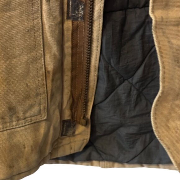 Carhartt Torn Faded Ripped Insulated Work Jacket Canvas Heavy-Duty Outerwear - Picture 8 of 13